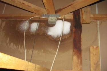 Visible Ice accumulation in the attic on back side of sheetrock