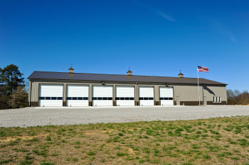 Metal roof on a fire station