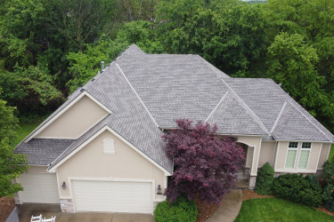 Asphalt shingles installed on a home in the Kansas City area by Christian Brothers Roofing